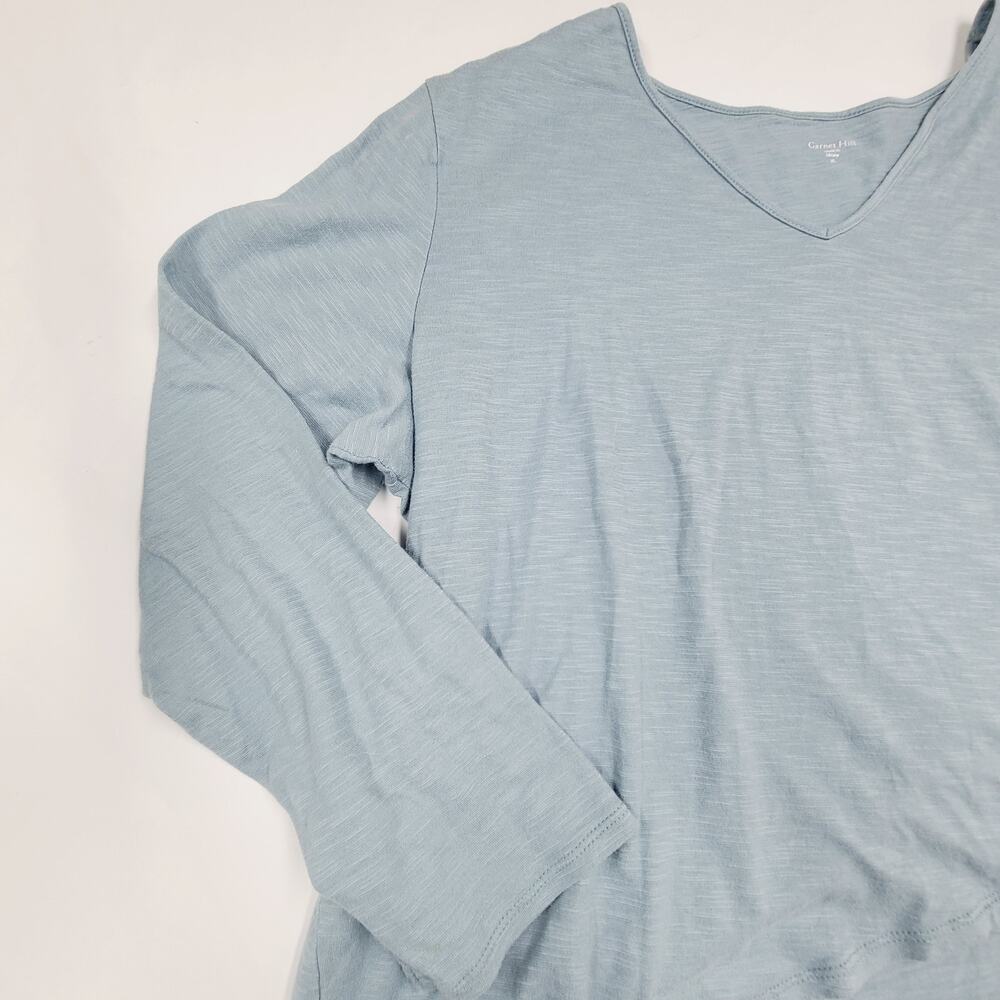 Garnet Hill V-neck top Dusty Blue-Green Faux Wrap Lightweight Casual XL - Picture 5 of 12